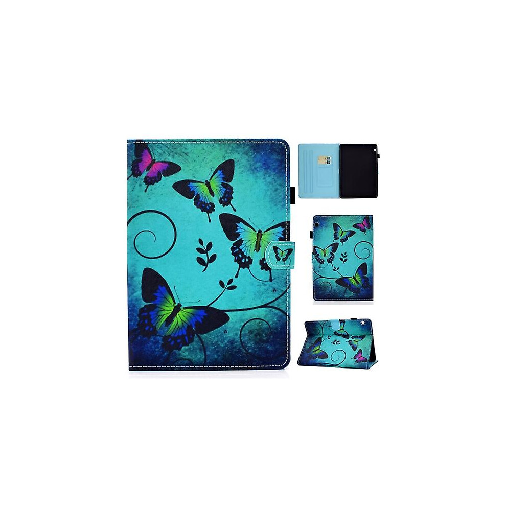 ( Butterflies) For Huawei Mediapad T3 10.0 Inch Colored Drawing Stitching Horizontal Flip Leather Case With Holder/Card Slots Green 7364070701865