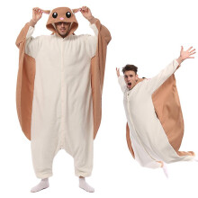 (L Fit 168-178cm) Eleimos Halloween Flying Squirrel Onesie For Women Men Adult Animal Kigurumis Pyjamas Cartoon Pajama Homewear Cosplay Costume High Quality