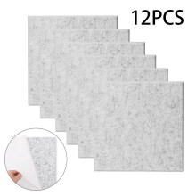 12Pcs Grey Acoustic Wall Panels 30x30 cm, 9mm Thick Felt Sound Absorbing Tiles with Self-Adhesive Back
