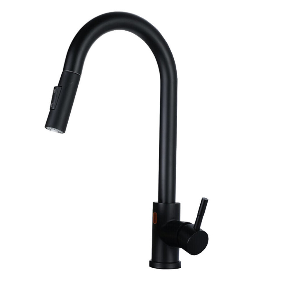 (Black) (Silver) Touch Sensor Kitchen Sink Pull Out Faucet Stainless Steel With Down Sprayer Rotary Household Bathroom Hot And Cold Mixer Tap Inlet Pipe
