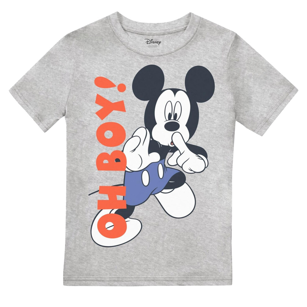 (3-4 Years, Sports Grey) Disney Boys Oh Boy! Mickey Mouse T-Shirt