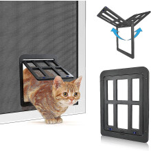 (Black, S) Dog Flap With Magnets, Pet Flap For Fly Screen, Dog Flap, Magnetic Closure Pet Flap For Cats Dogs With 4 Switches