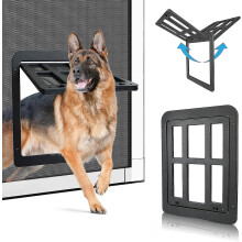 (Black, L) Dog Flap With Magnets, Pet Flap For Fly Screen, Dog Flap, Magnetic Closure Pet Flap For Cats Dogs With 4 Switches