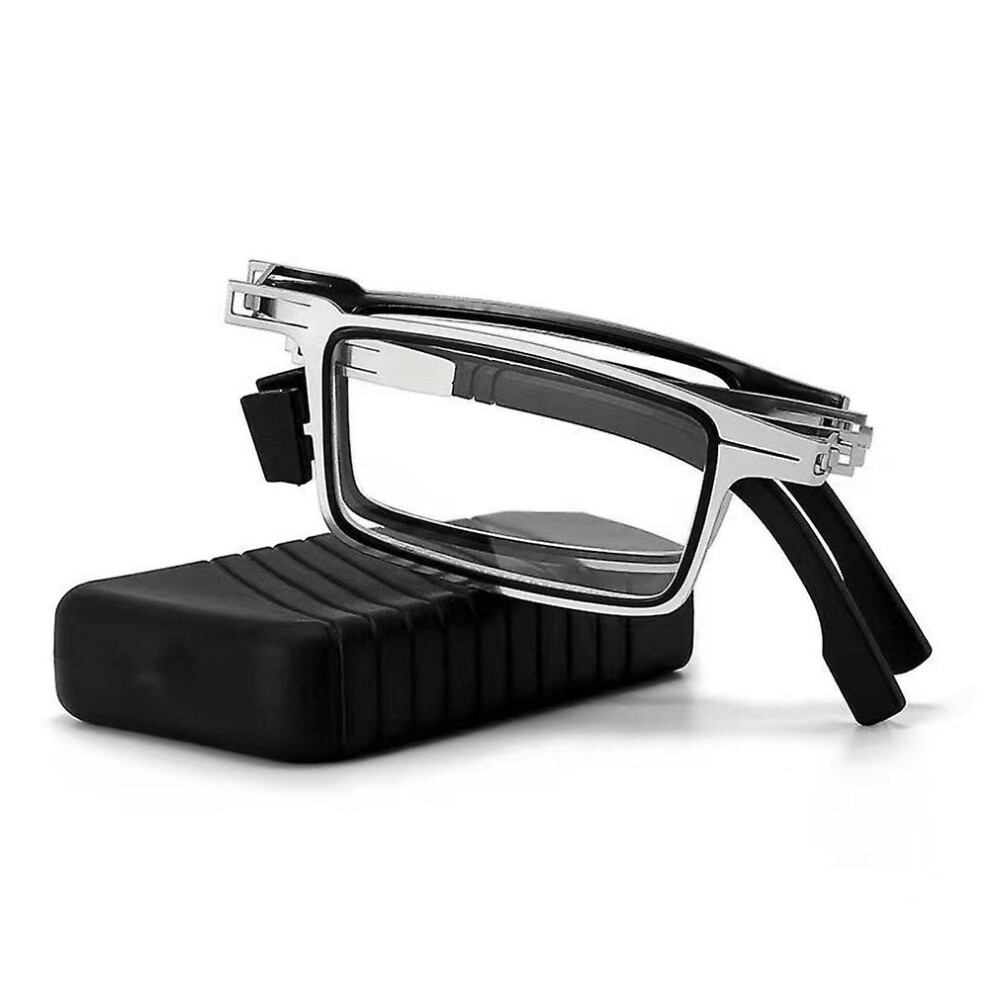(350 degrees, square) Men Ultra Light Titanium Material Screwless Foldable Anti-blue Reading Glasses