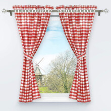 2024,set Of 2 Blackout Curtains Perforated With 2 Plaid Window Decorations For Interior Bedroom Red H/w 120/80cm