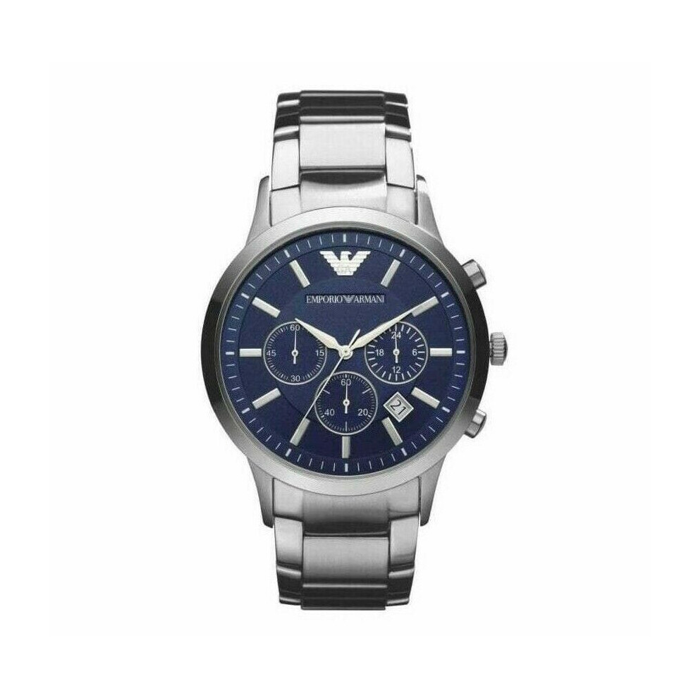 Armani Mens Blue Dial Stainless Steel Chronograph Emporio Watch Ar2448