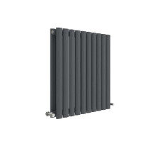 (Anthracite) Nuie Revive Horizontal Double Panel Designer Radiator, UK Radiators, 600mm x 586mm