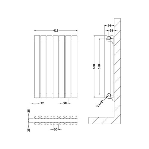 (High Gloss White) Nuie Revive Horizontal Double Panel Designer Radiator 2