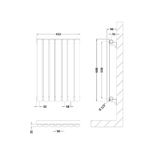 (High Gloss White) Nuie Revive Horizontal Single Panel Designer Heating Radiator 2