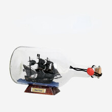 Long Mouth Black Pearl (22cm) Black Pearl Pirates Of The Caribbean Bottle Ship Glass Drift Bottle Wishing Bottle Creative Craft Gift