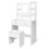 LED Dressing Table Set w/ Stool Drawers Shelves Hair Dryer Rack Socket 11