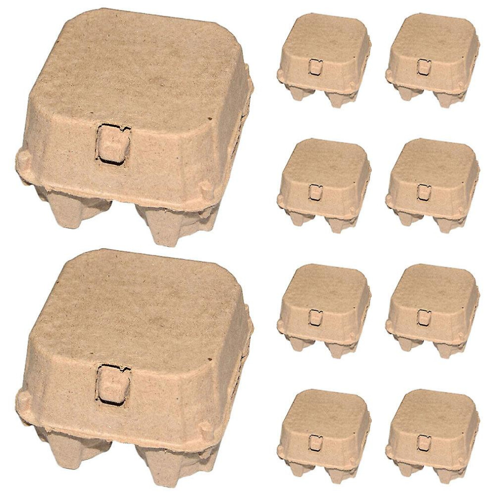 10pcs Kraft Pulp Egg Cartons 4-compartment Chicken Eggs Tray Family Egg Containers