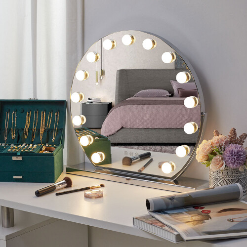 Living And Home Round Arched Makeup Mirror with LED Lights and 3 Colour Modes
