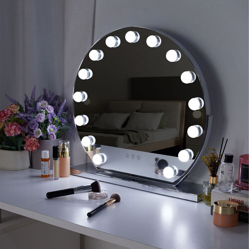 Living And Home Round Arched Makeup Mirror with LED Lights and 3 Colour Modes 1