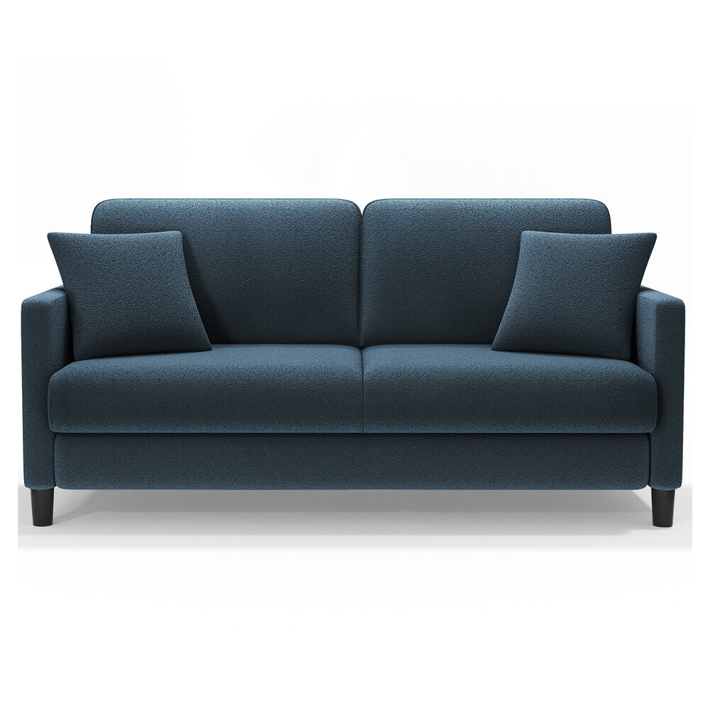 (Blue Grey) Teddy Velvet Small 2 Seat Sofa for Small Bedroom