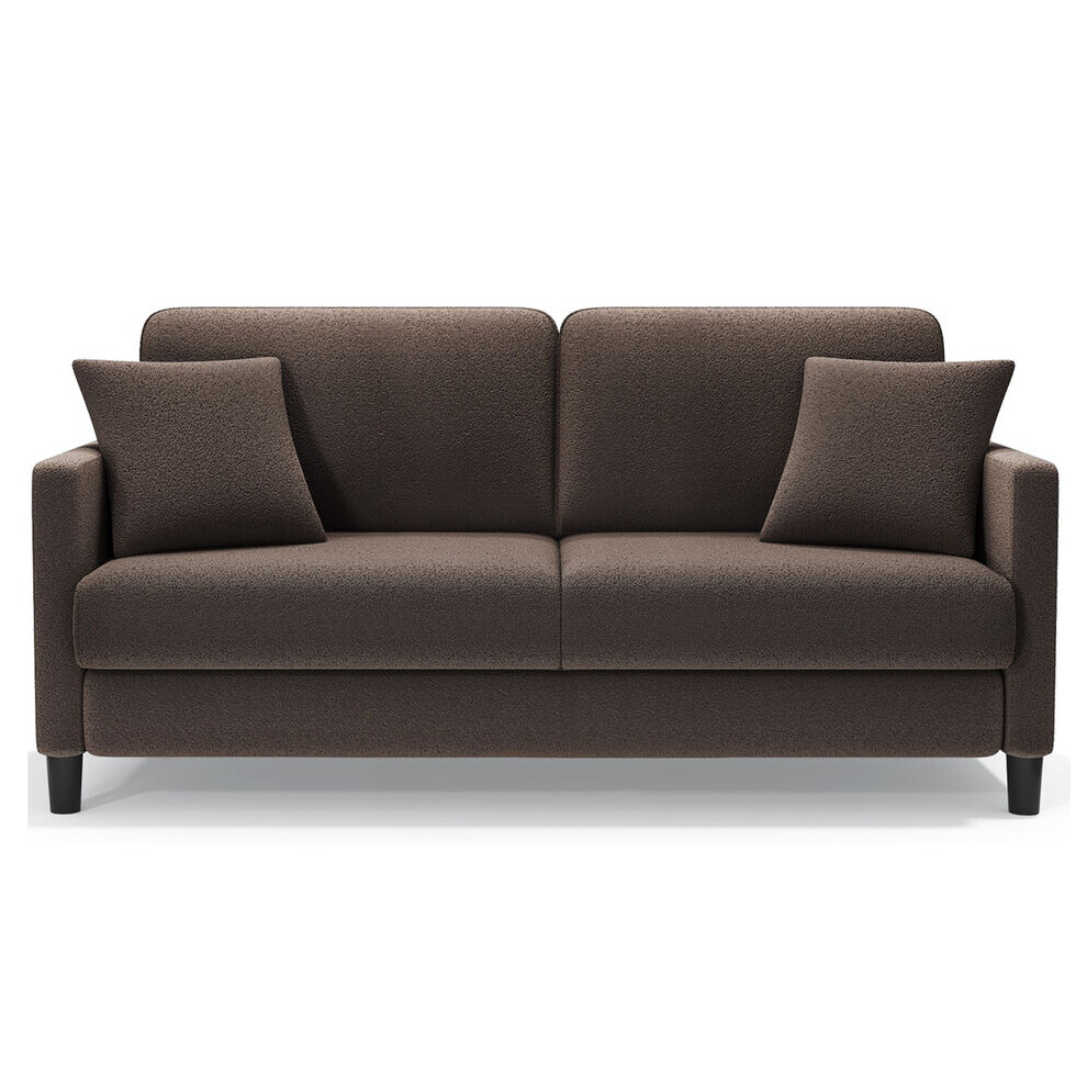 (Brown) Teddy Velvet Small 2 Seat Sofa for Small Bedroom