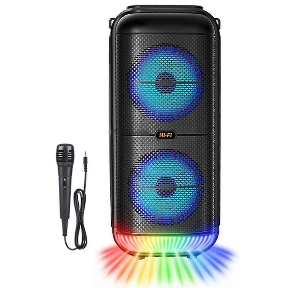 1200W Super Large Outdoor Bluetooth Speaker 6 Inch Double Horn Subwoofer Portable Wireless Column B+mki