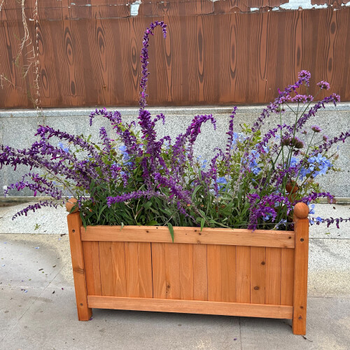 (Brown) Wooden Rectangular Planter Flower Plant Pot Trough 2