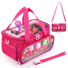 (Rosy Red) Storage Case Carrying Case for Toniebox, Tonie Characters Figures, Toniebox Starter Set Transparent Lid Storage Bag