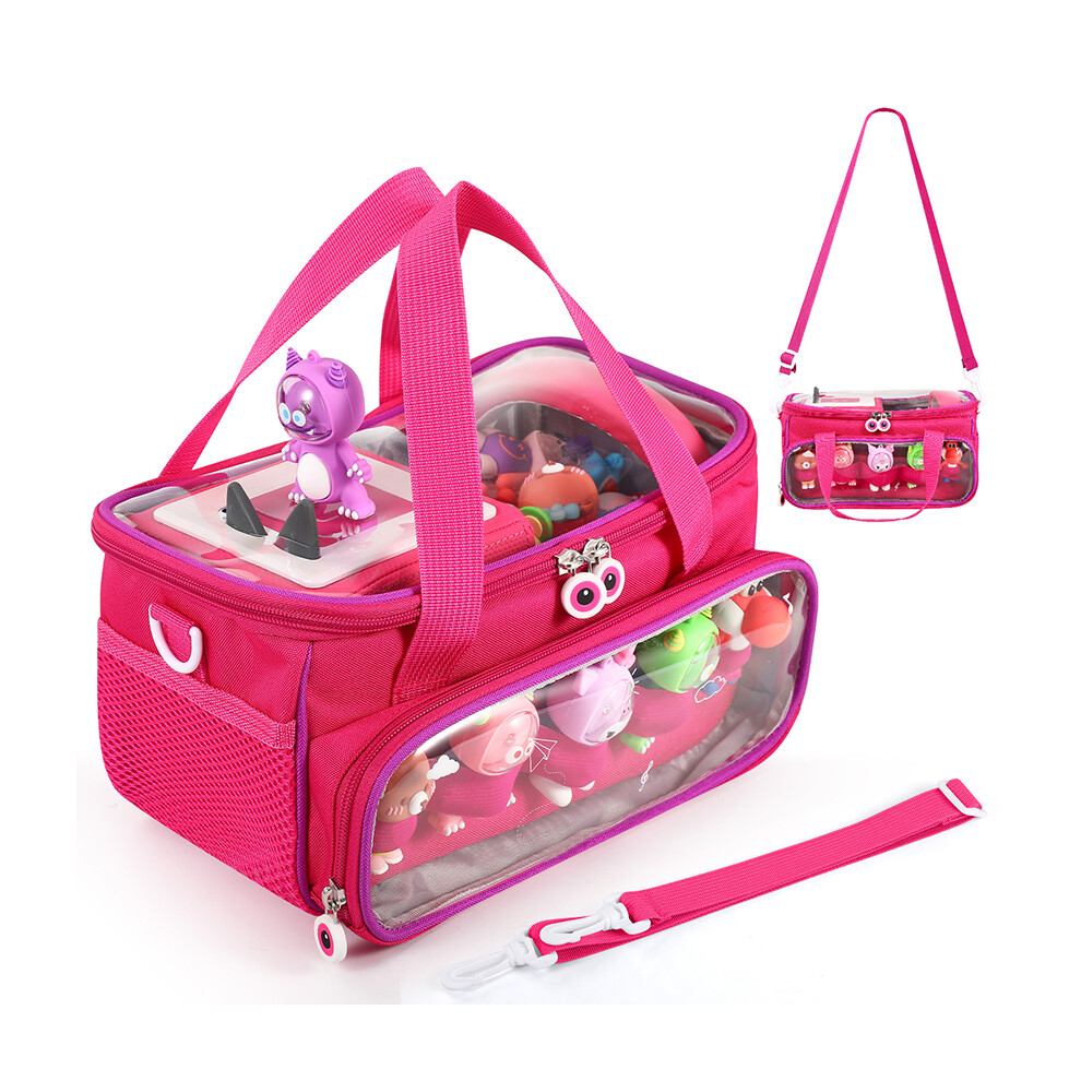 (Rosy Red) Storage Case Carrying Case for Toniebox, Tonie Characters Figures, Toniebox Starter Set Transparent Lid Storage Bag
