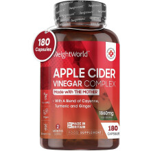 Apple Cider Vinegar with Mother 1860mg - Probiotics - 180 Capsules with Cayenne Pepper, Turmeric and Ginger