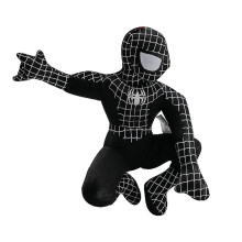 (Black) Cute Cartoon Bedroom Soft Stuffed Spider Man Kids Gift Doll Birthday Plush Toy
