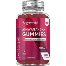 Ashwagandha 1200mg - 120 Gummies - 2 Months Supply - Natural Raspberry Flavour - High Strength Root Extract Supplement - Vegan & Gluten-Fre