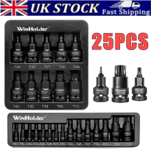 25PC IMPACT TORX BIT Sockets Set 1/2" Dr Impact TRX Star Socket T6-T70