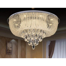 (80cm 42W) 6161 Modern Genuine K9 Crystal LED Round Flush Ceiling Light Chandelier 3 Colours + Remote Control