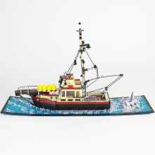 Bzb Moc The Orca Jaws Ship Series Building Blocks Fishing Boat Model Diy Assembly Bricks Toys Adult Children Birthday Best Gifts