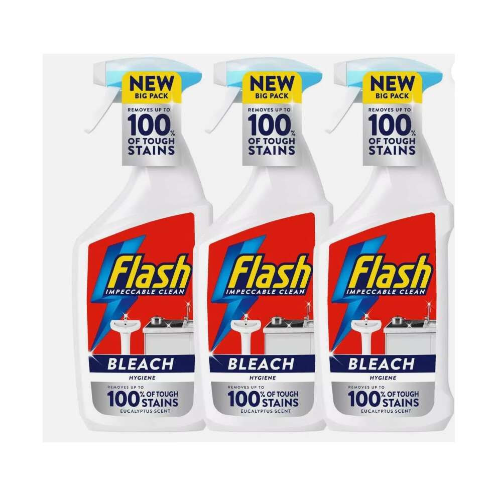 Flash Spray With Bleach, 3 x 800ml