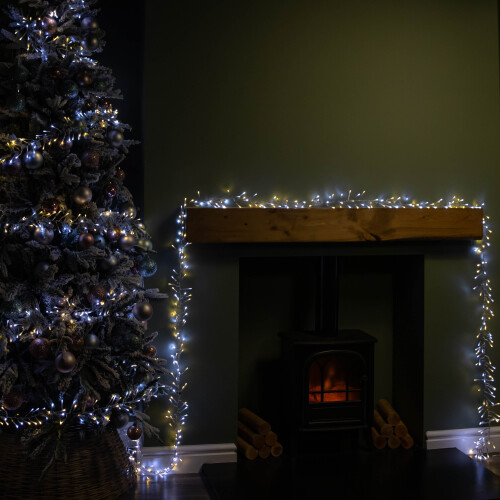 12.4m 960 LED ClusterBrights Lights with Timer in Warm & Cool White Clear Cable 1