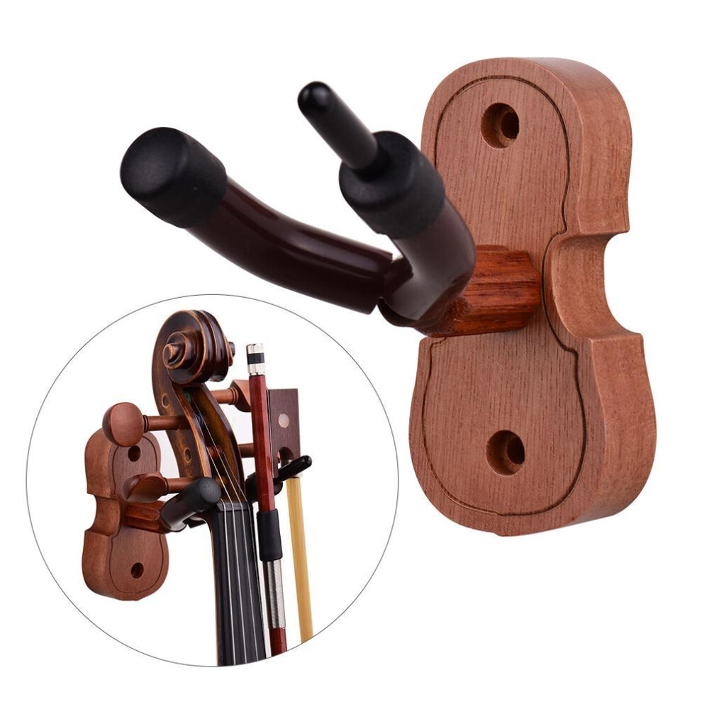 Hardwood Violin Hanger Hook With Bow Holder For Home & Studio Wall Mount Use Rosewood Color