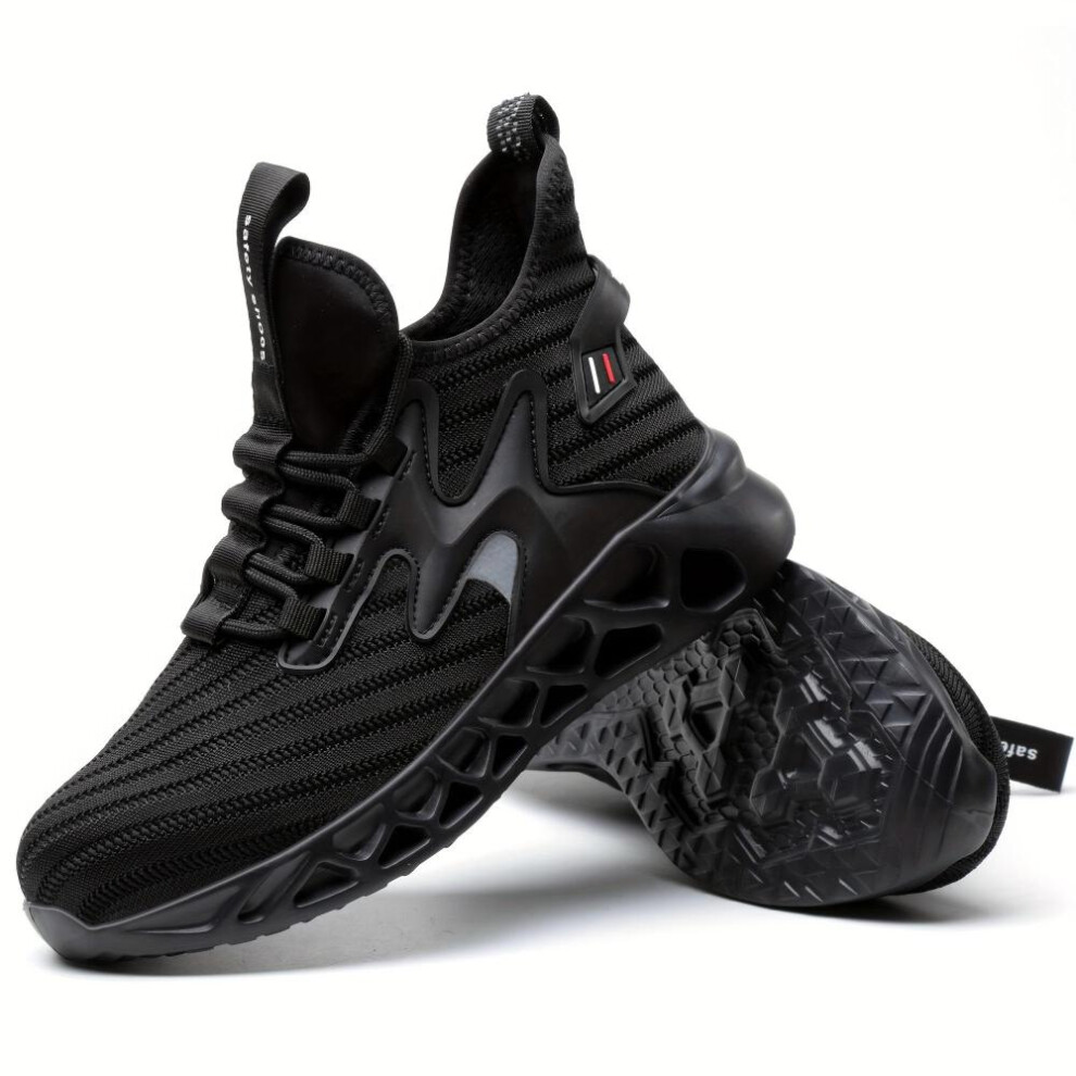 (black, 45) Men&apos;s Steel Toe Safety Shoes Puncture Proof Work Shoes, Industrial And Construction Site