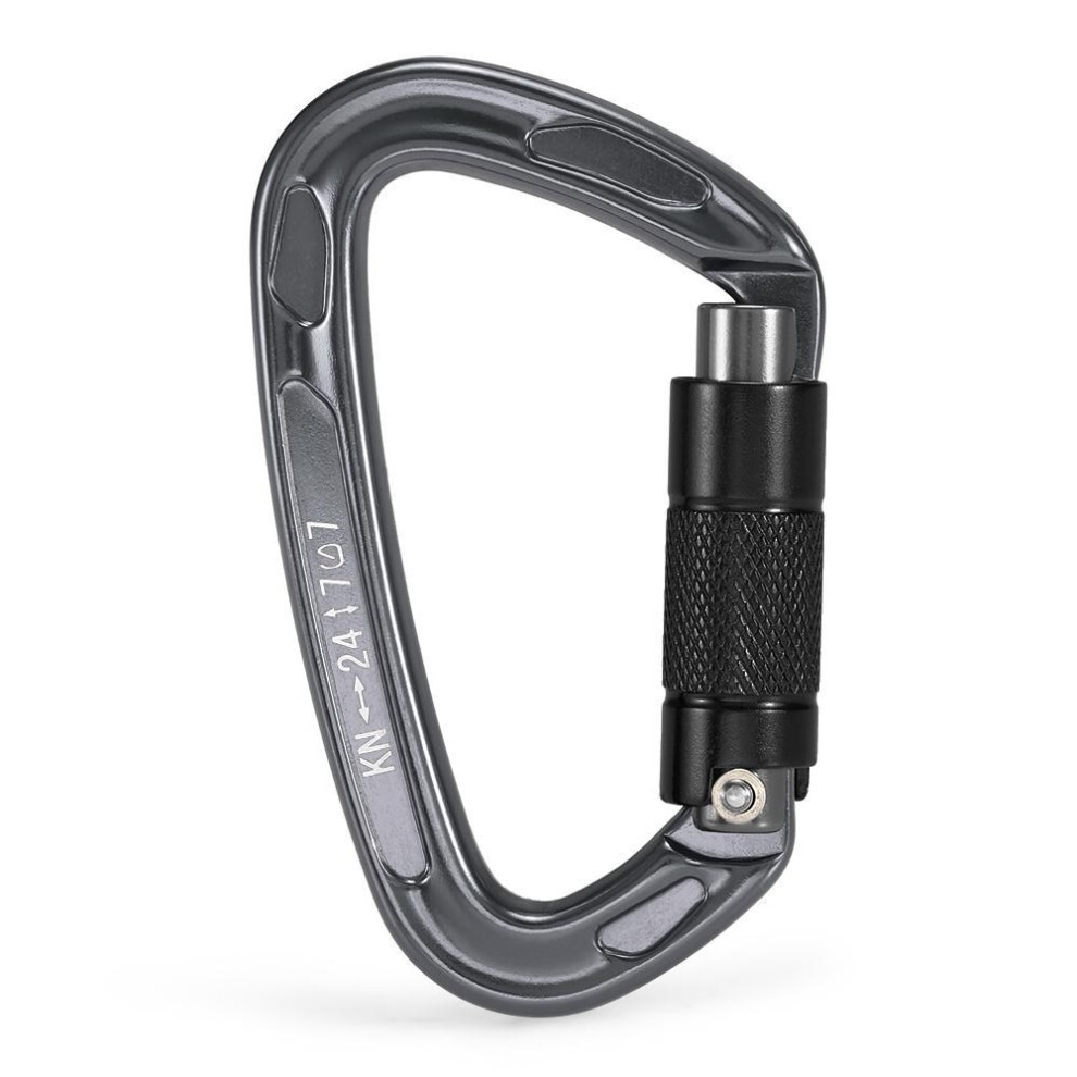 (grey,black, Auto-locking gate) 24kn Twist Locking Gate Carabiner Heavy Duty Auto Lock Carabiner Outdoor D-ring Buckle Climbing