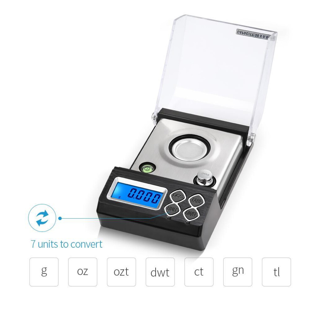 (black,silver, 50g,0.001g) High Precision Professional Digital Milligram Scale 50g/0.001g Mini Electronic Balance Powder Scale
