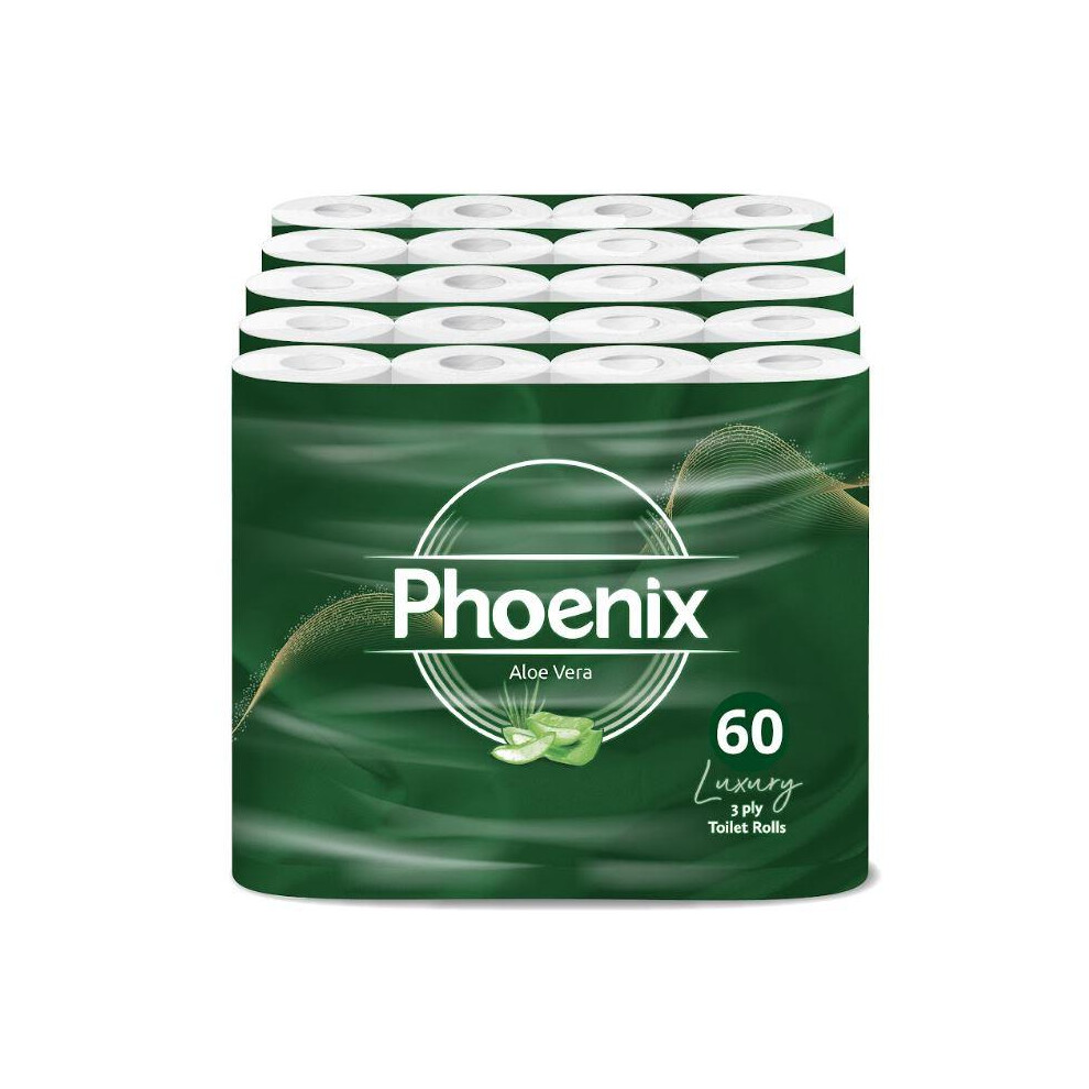 Phoenix 60 Roll Bulk Buy - Quilted 3 Ply Aloe Vera Fragranced Toilet Rolls