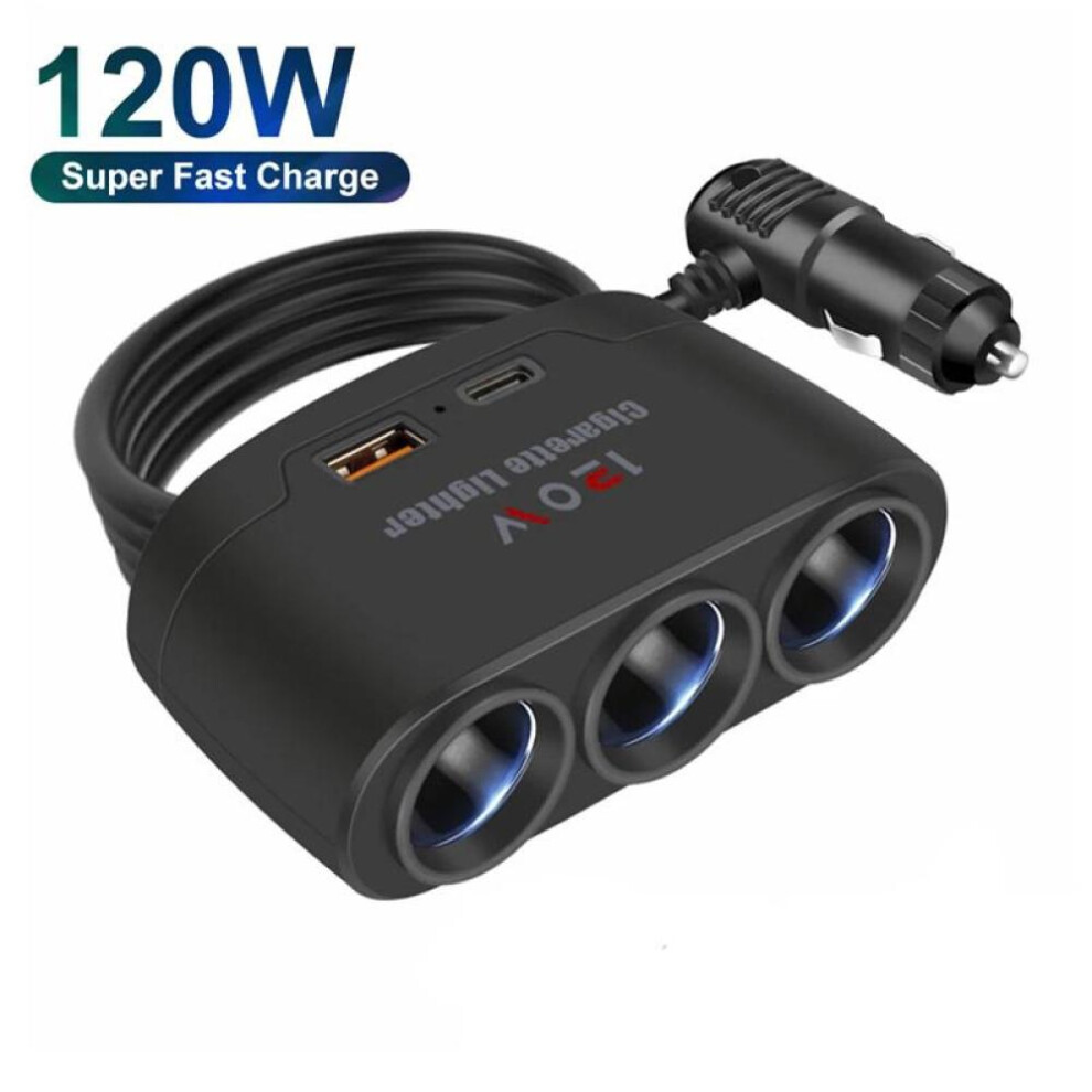5 Port 120w Car Charger Adapter 12v 24v Socket Dual Usb Led Phone Fast Charger For Iphone Ipad Gps Dashcam Auto Charger Splitter