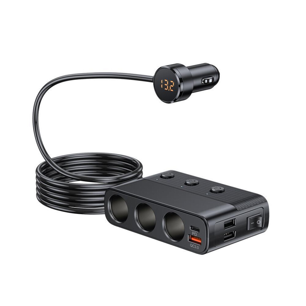 128W Car Phone Charger Lighter Adapter PD30W QC3.0 Multi Ports Quick Charge USB Charging Socket with Switch