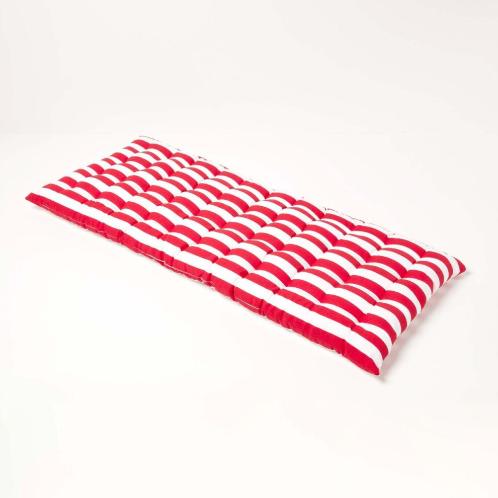 Homescapes (Two Seater) Stripe Bench Cushion Red