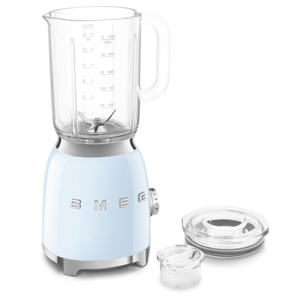Smeg Blf03pbuk Retro 50'S Style Jug Blender With Stainless Steel Blades, 4 Speed Settings And 3 Pre-Set Programs, 1.5 Litre, 800W, Pastel Blue