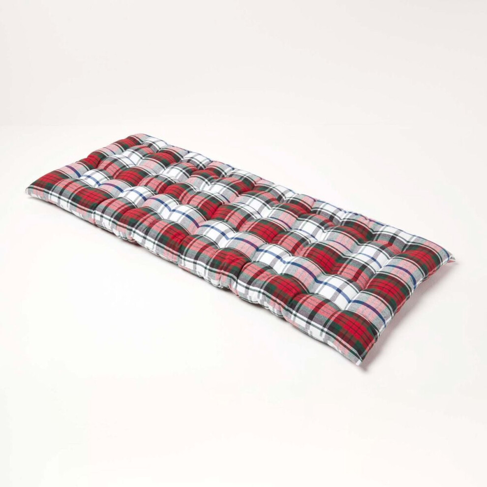 Homescapes Macduff Tartan Bench Cushion 2 Seater Red