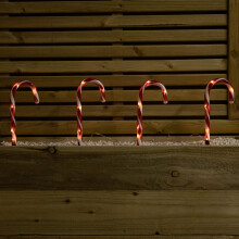 25cm Set of 12 Battery Powered Christmas Candy Cane Path Lights with 60 LEDs