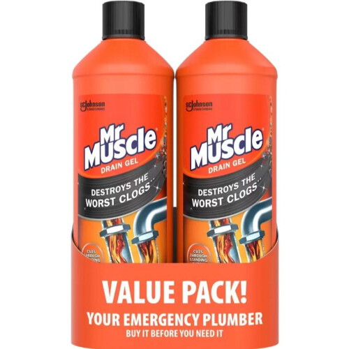 Mr Muscle Mr Muscle Kitchen + Bathroom Drain Gel, 2 x 1L