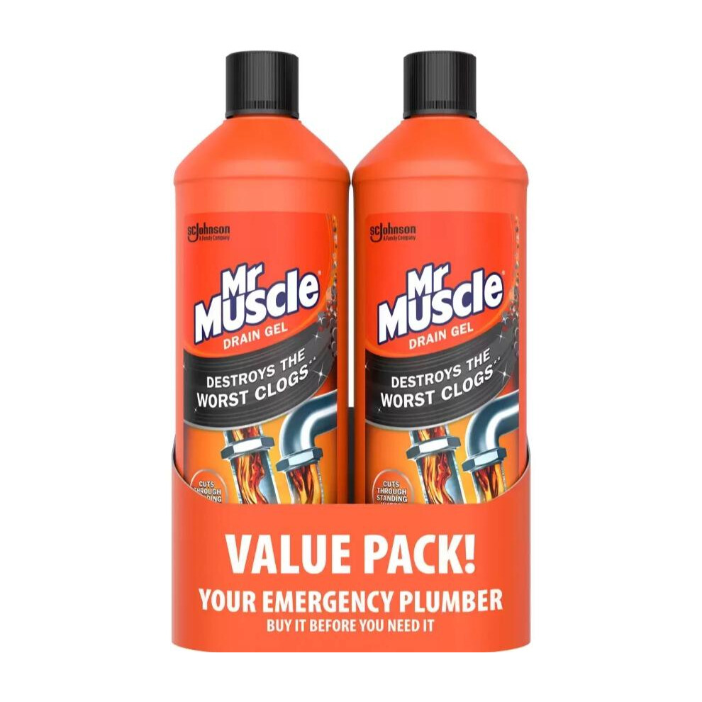 Mr Muscle Kitchen + Bathroom Drain Gel, 2 x 1L