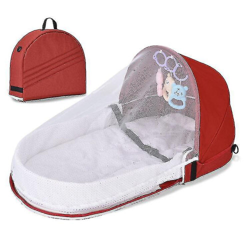 (Red) Portable Travel   Nest Multi-function   Bed Crib_y High Quality