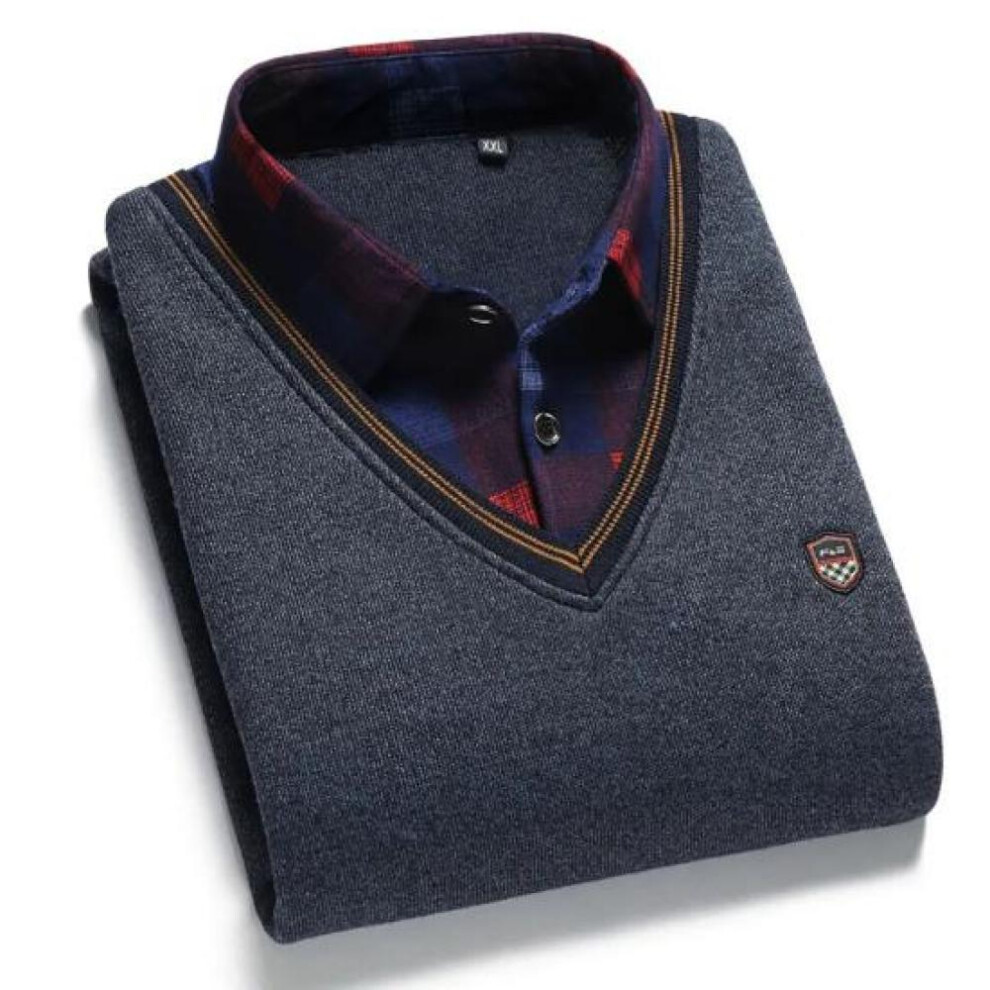 (dark gray, XL) Gentle Basic Great Close-fitting Business Spring Top Men Shirt