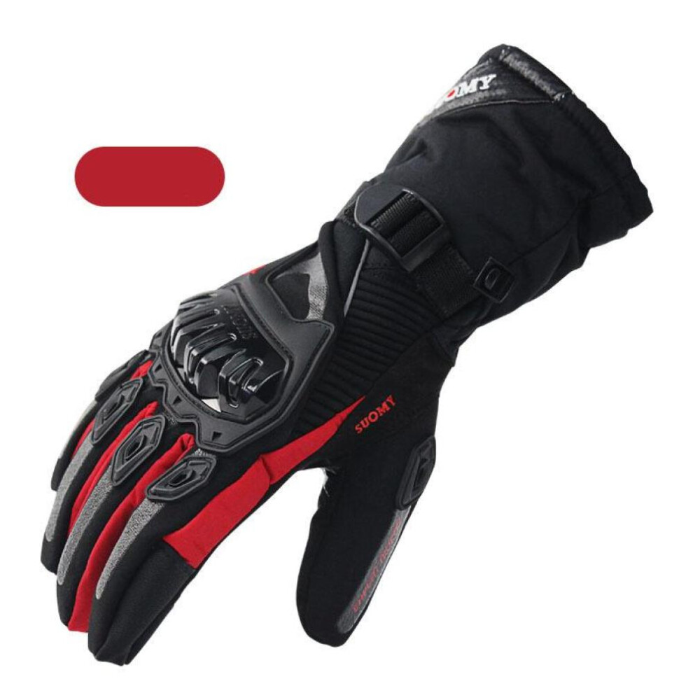 (red, M) Motorcycle Gloves Windproof Waterproof Guantes Moto Men Motorbike Riding Gloves Touch Screen Moto Motocross Gloves Winter