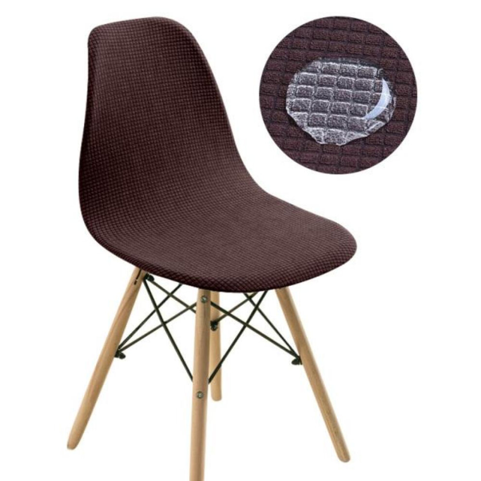 (dark coffee, 1-PCS) Water Proof Shell Chair Cover Elastic Kitchen Chair Covers Dining Jacquard Chair Seat Covers Banquet Weddings Decorate 1 -pcs