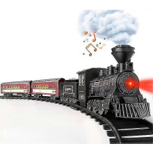 Model Train Set for Boys - Metal Electric Train Toy with Steam Locomotive, Glow-up Passenger Car, Alloy Toy Train with Rich Tracks, Christmas Train To